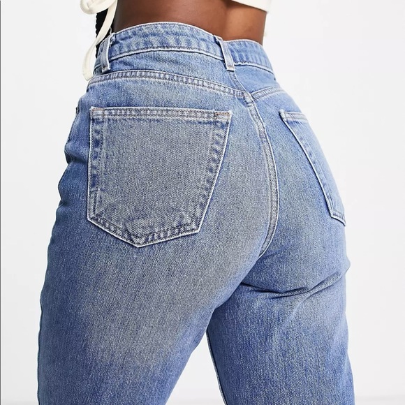 Topshop Mom Jeans high rise medium wash zipper fly straight leg 100% cotton - Picture 8 of 11